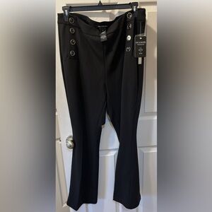 Zack & Rachel Women Black Slacks Pants With faux pockets and buttons